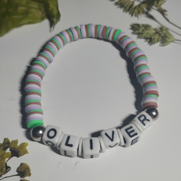 Personalized: Colorful Clay Beaded Bracelet | Message For Your Name - Picture 1 of 4